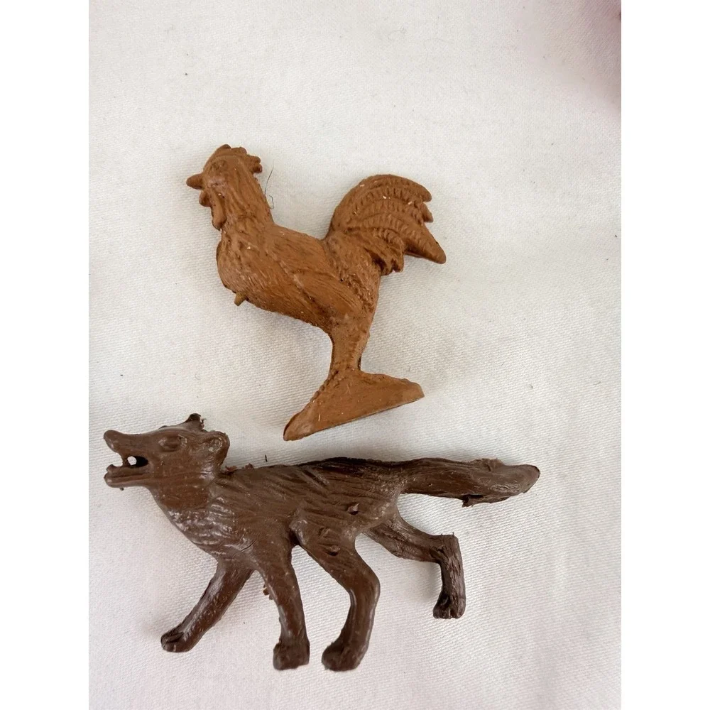 Vintage Plastic Farm Animals Figures Lot Marx MPC Trees Farmer Pigs Cow Horse